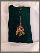 Peacock Maang Tikka With Gold Pearl - HA0055